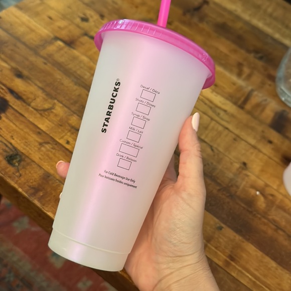 Starbucks 2020 2021 Holiday Reusable Cold Cup Christmas Icon Tumbler pink trees - Picture 2 of 2